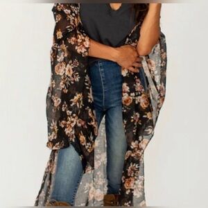 Joyfolie Avalon Floral Sheer Kimono Duster